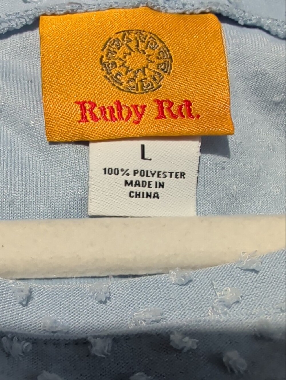 Ruby Rd. Large Light Blue Flutter Sleeve Textured Tee - Picture 3 of 5